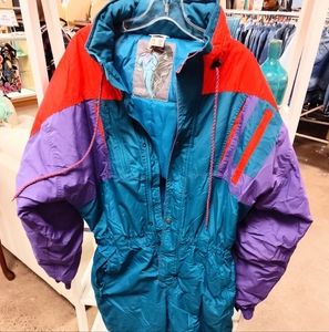 ENTIERL LADIES SZ M VINTAGE 80s HOODED SNOW SUIT SUPER EUC